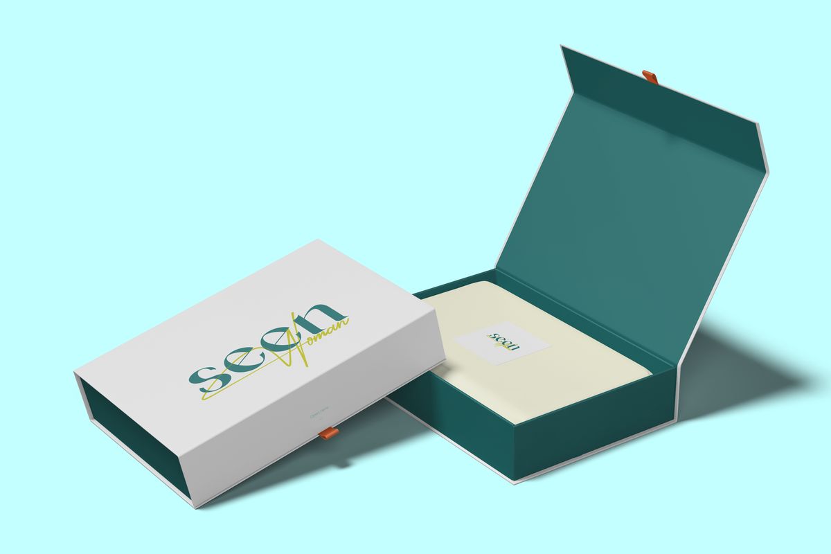 Seen Woman keepsake gift box, open and closed